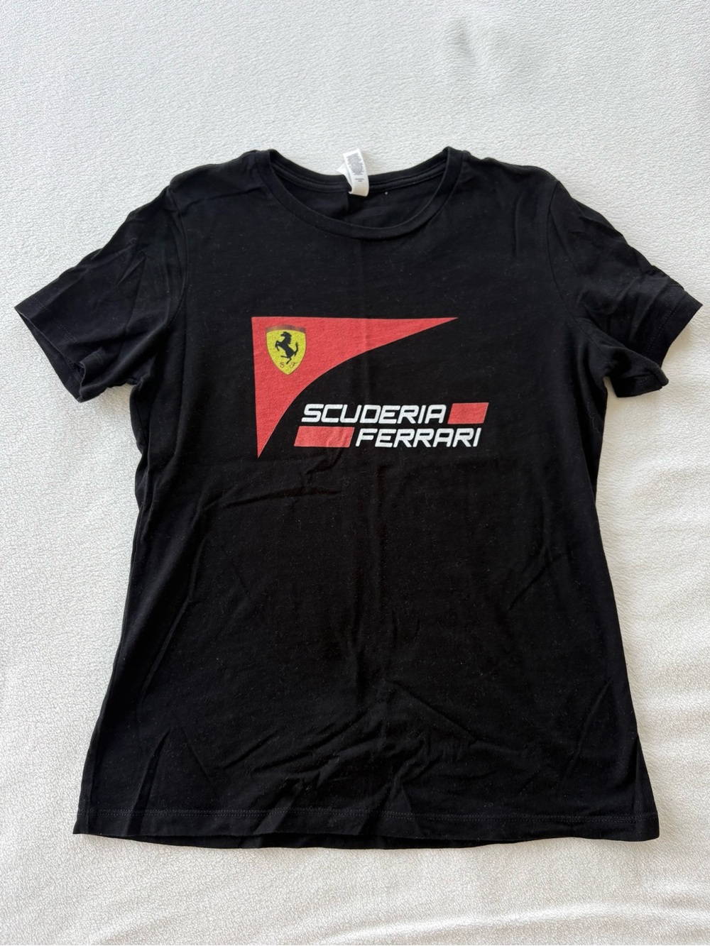 Scuderia Ferrari Black Logo Tee Short Sleeve Women’s Sz S 100% Cotton Formula 1